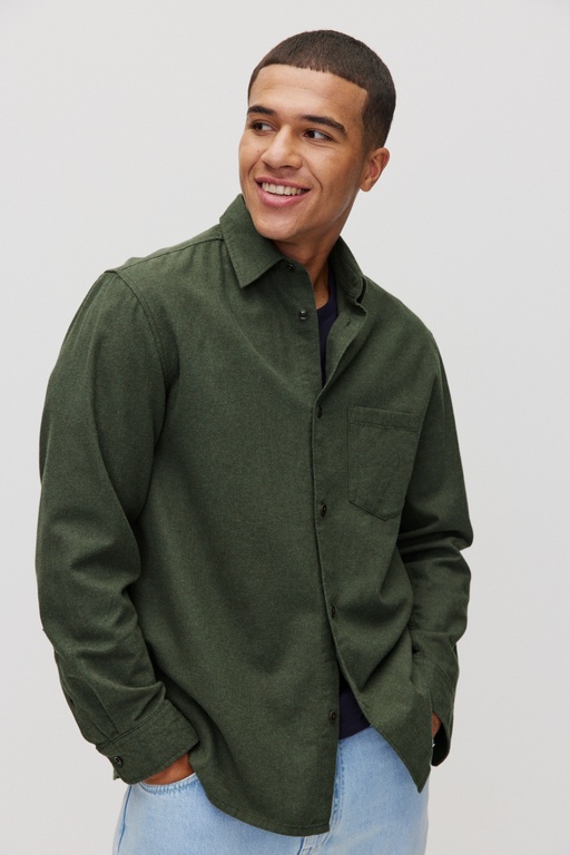Morgan flannel shirt DARK GREEN MEL
